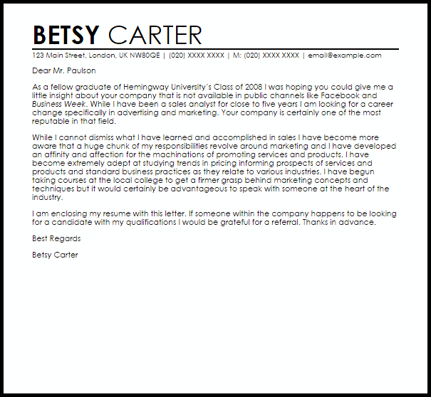 Cover Letter Template Job Change  