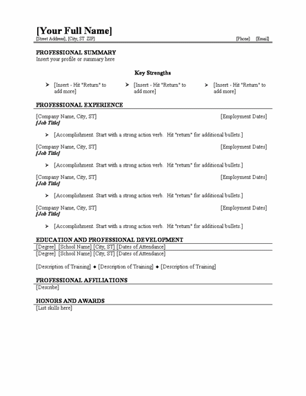 A Cv Template To Fill In  