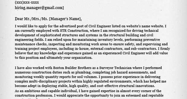 Cover Letter Template Engineering  