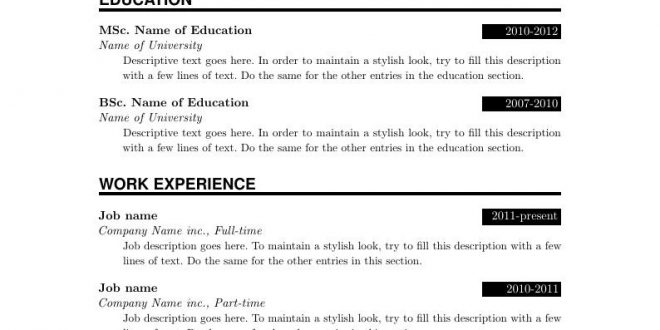 Cv Template Overleaf  