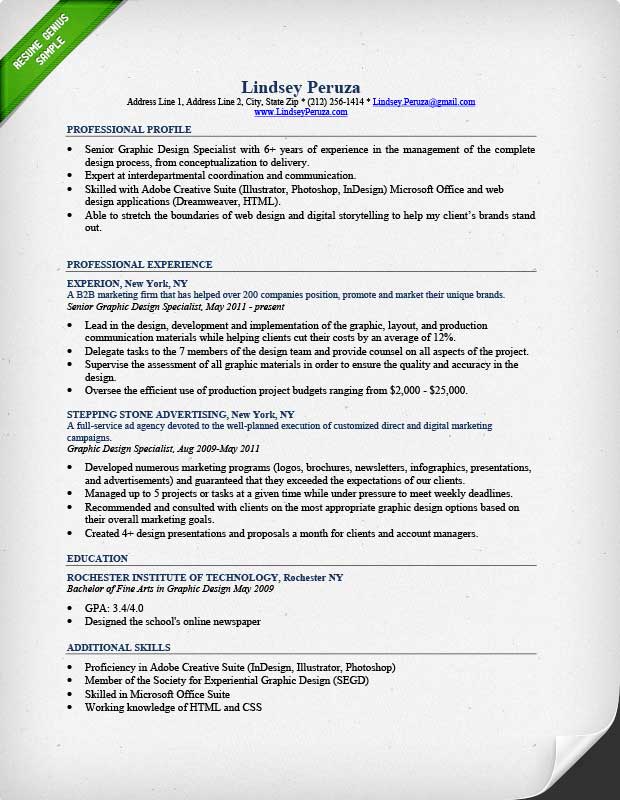 Resume Format Graphic Designer  