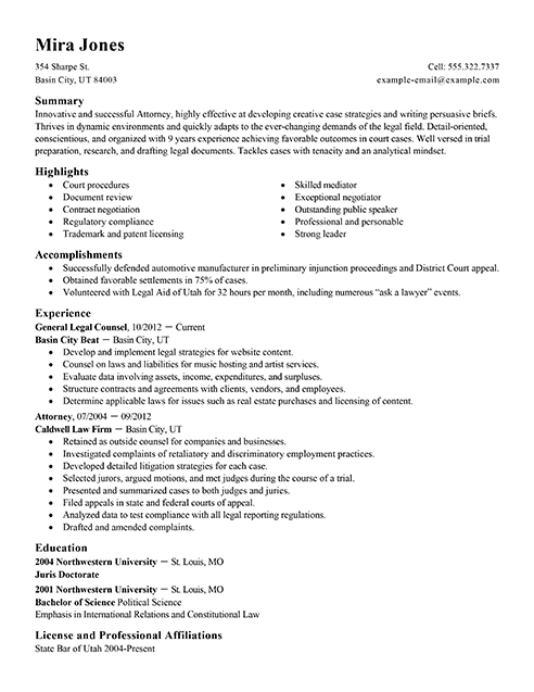 Resume Format Lawyer  