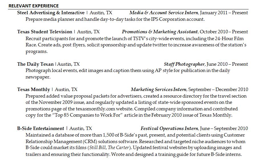 Resume Format Bullets Or Paragraph  