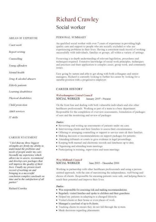 Cv Template Social Work  