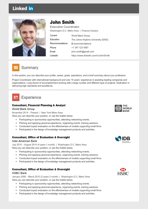 Resume Format Linkedin  