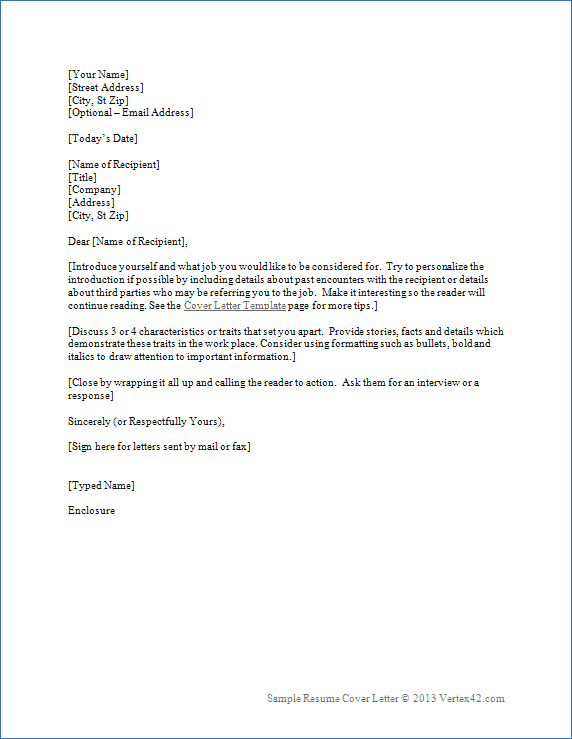 Resume Format Cover Letter  