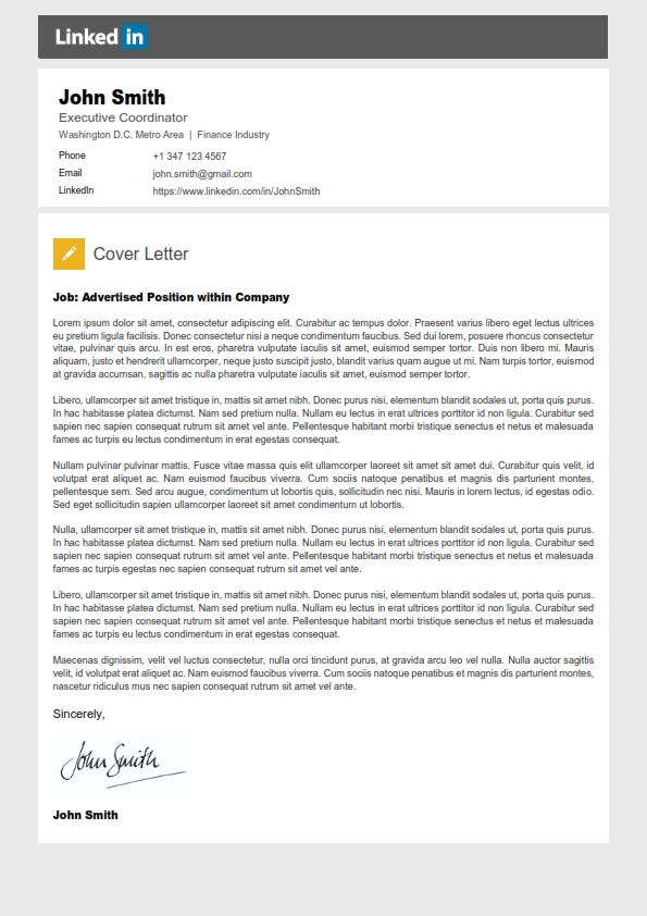 Cover Letter Template Linkedin  