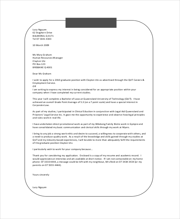 Cover Letter Template Qut  