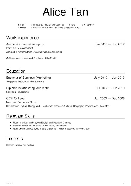 Cv Template Singapore  