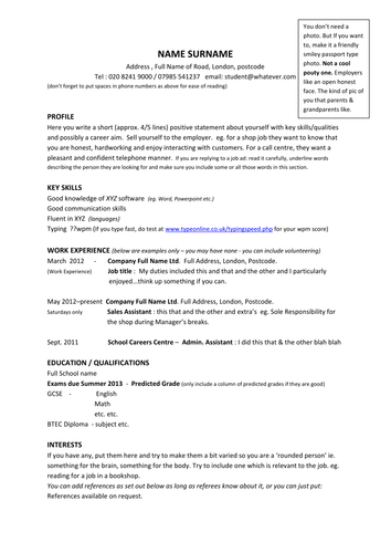 Cv Template Year 11  