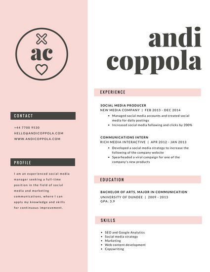 Cv Template Canva  