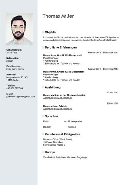 Resume Format Germany  