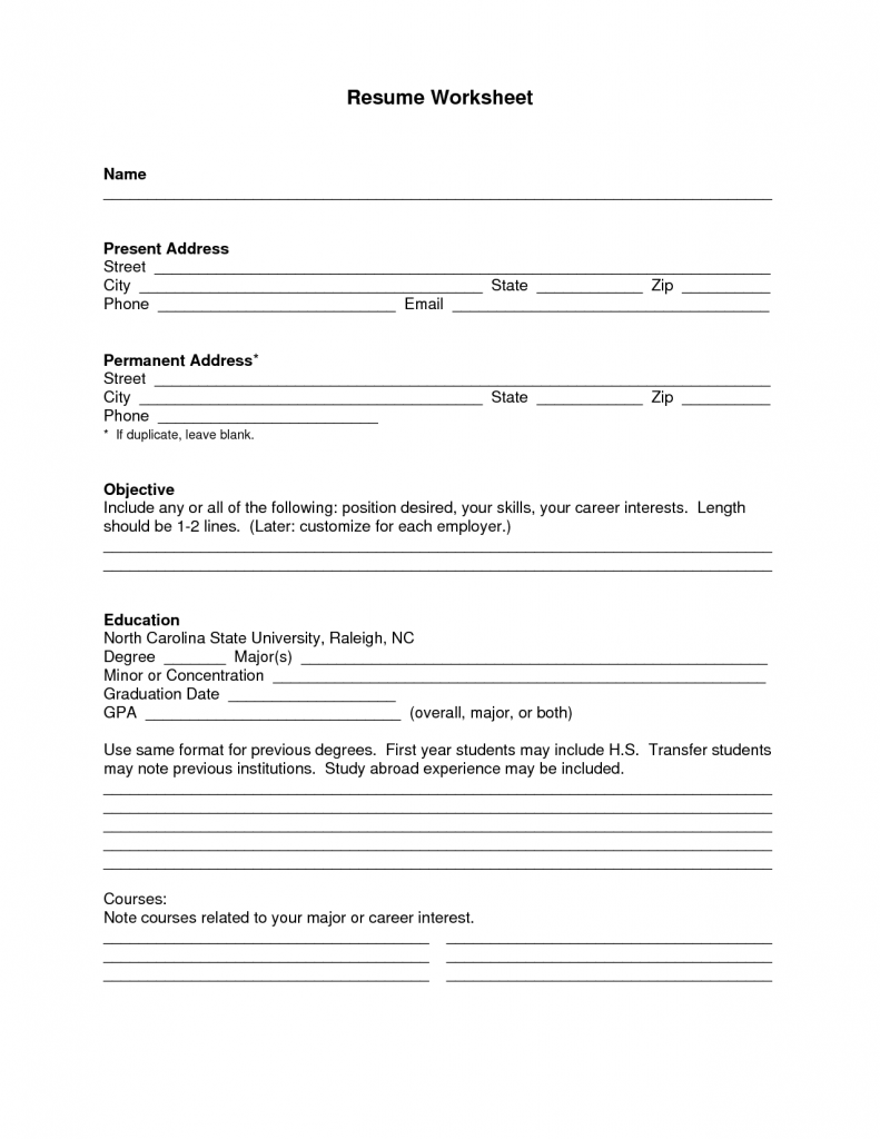 Resume Format Blank  