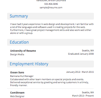 Resume Format Online  