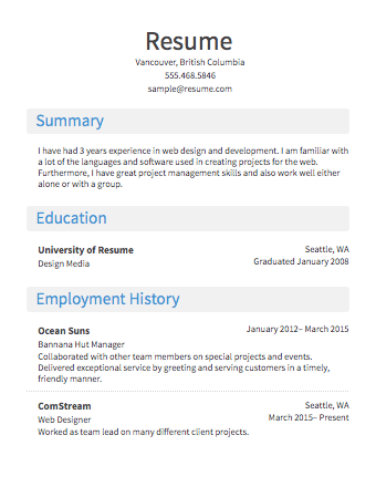 Resume Format Online  