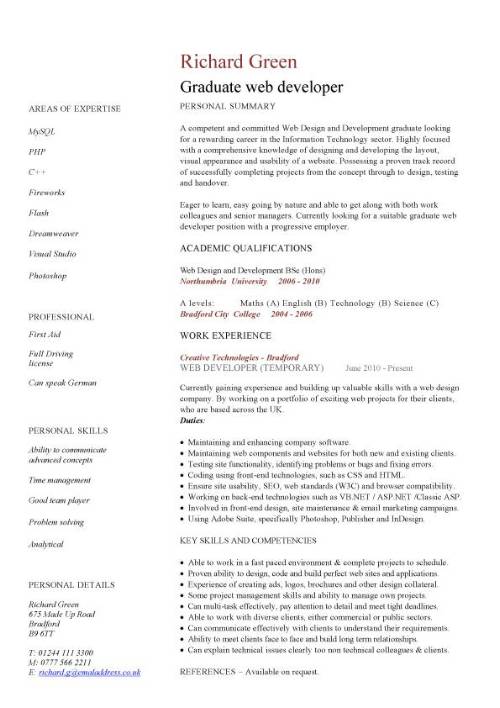 Cv Template Graduate  