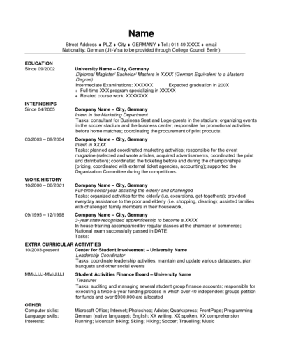 Cv Template Usa  