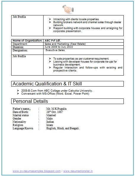 2 Years Resume Format  