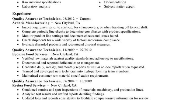 Resume Format Quality Control  