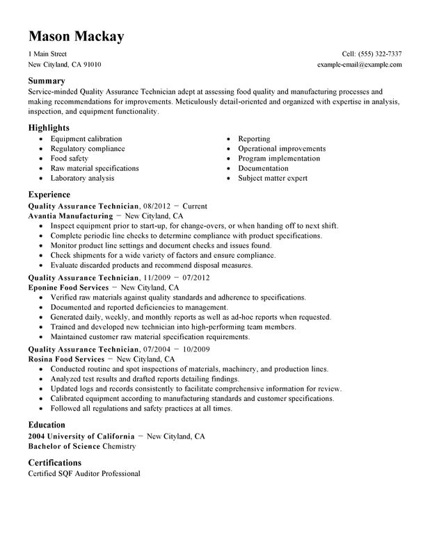 Resume Format Quality Assurance Pharma  