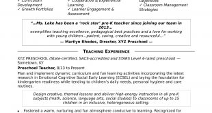 Resume Format Kindergarten Teacher  