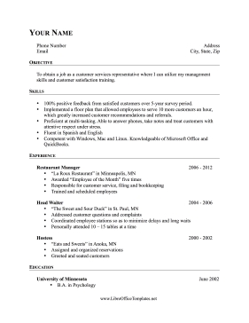 Resume Format Libreoffice  