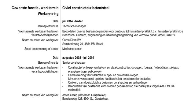 Cv Template Nederlands  