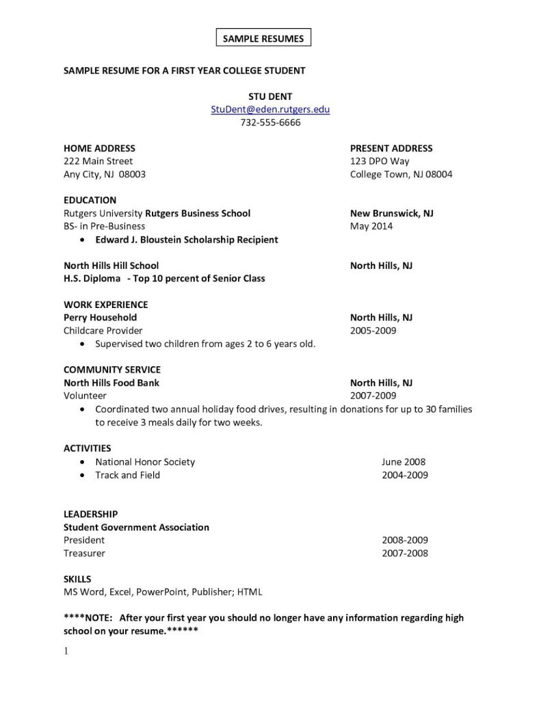 Resume Format After First Job  