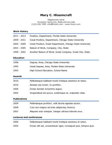 Resume Format Underline  