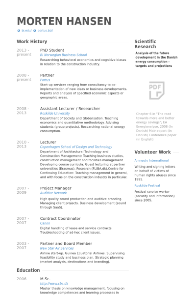 Cv Template Phd Student  