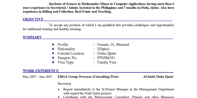 Resume Format Qatar  