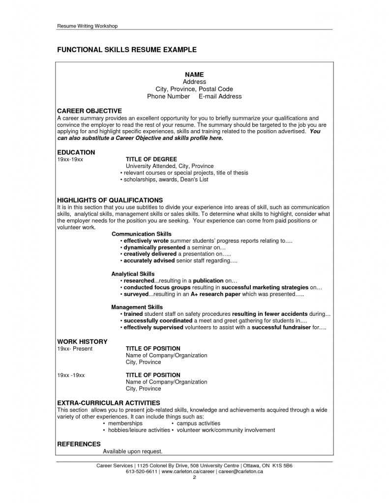 Resume Format With Skills  