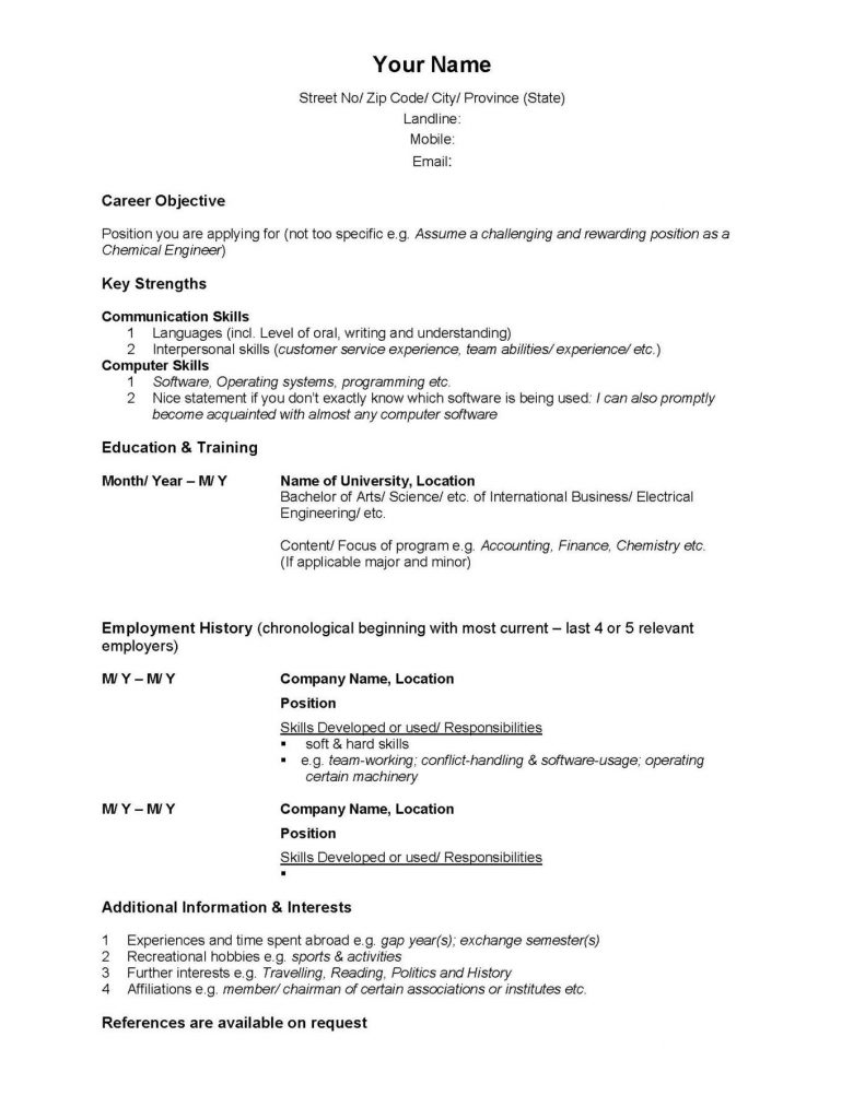 Cv Template Canada  