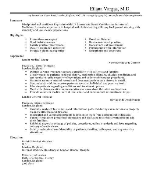 Cv Template Medical Doctor  