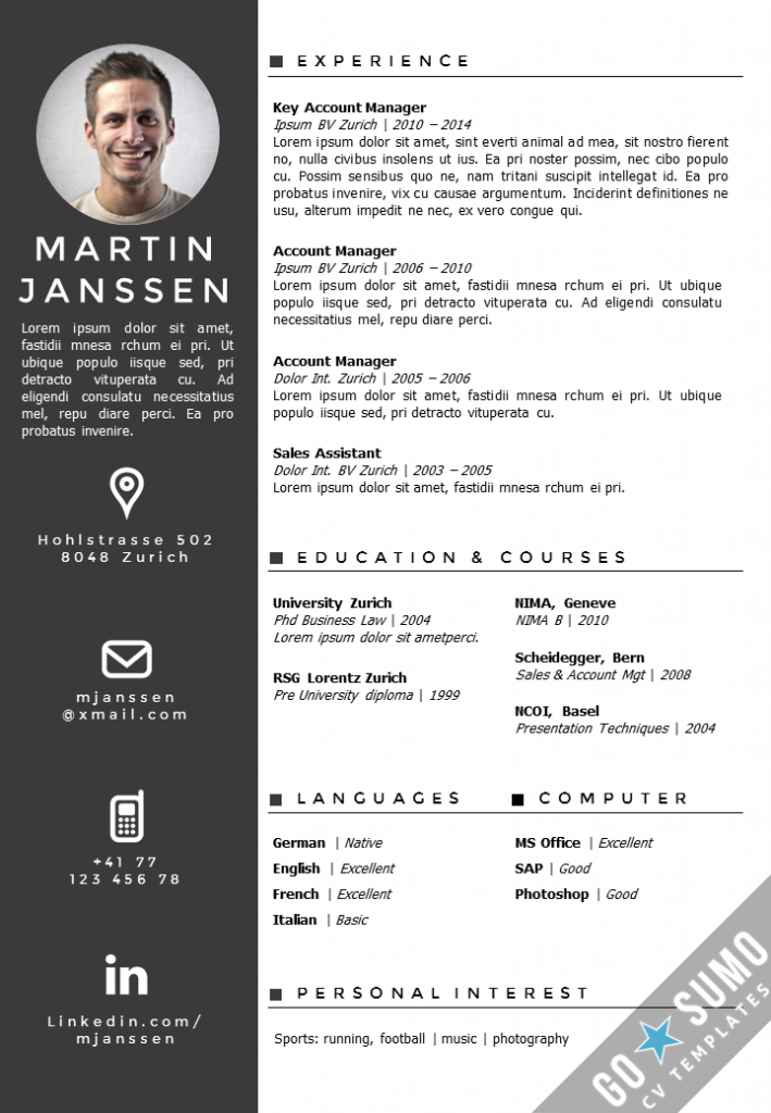 Cv Template Zurich Free  