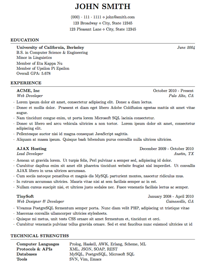 Cv Template Latex Phd  