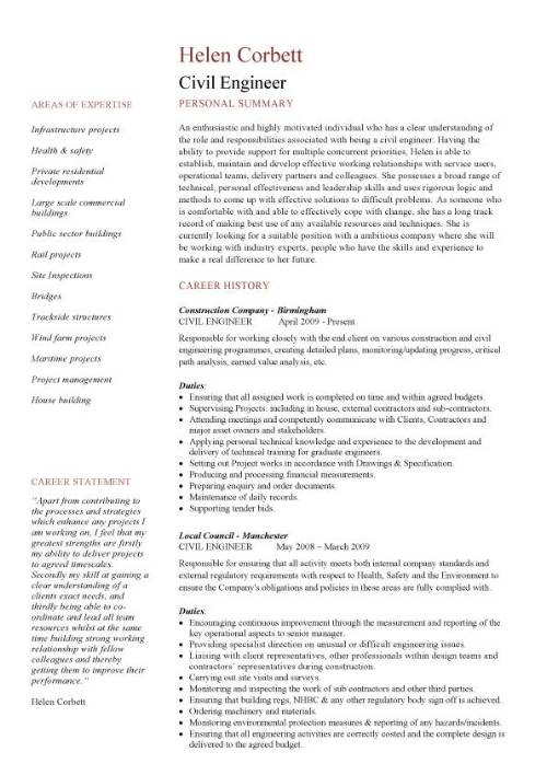 Cv Template Civil Engineer  