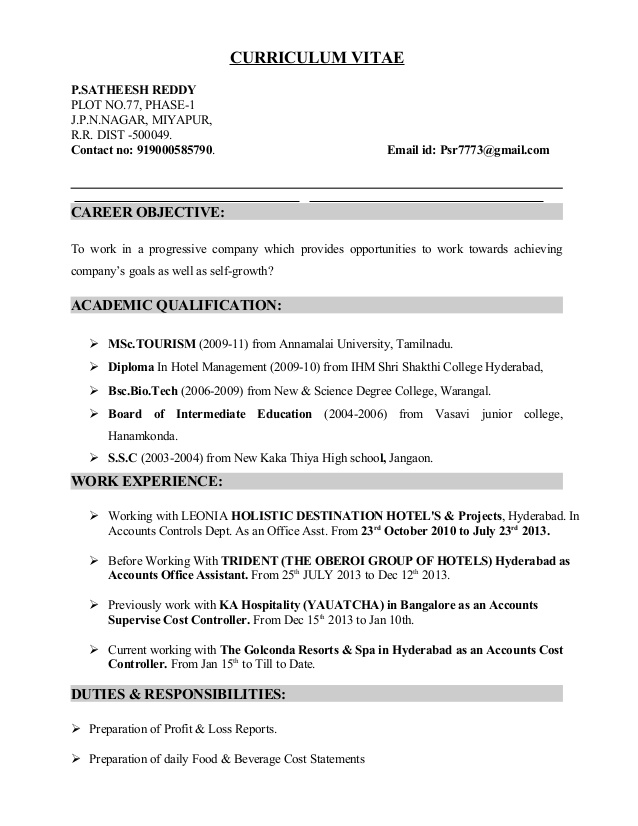 F B Controller Resume Format  