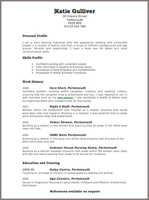 Resume Format Uk  