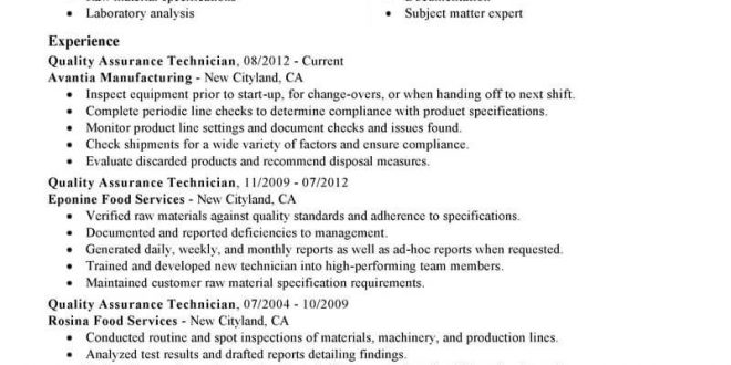 Cv Template Quality Assurance  