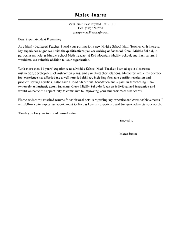 Cover Letter Template Education  