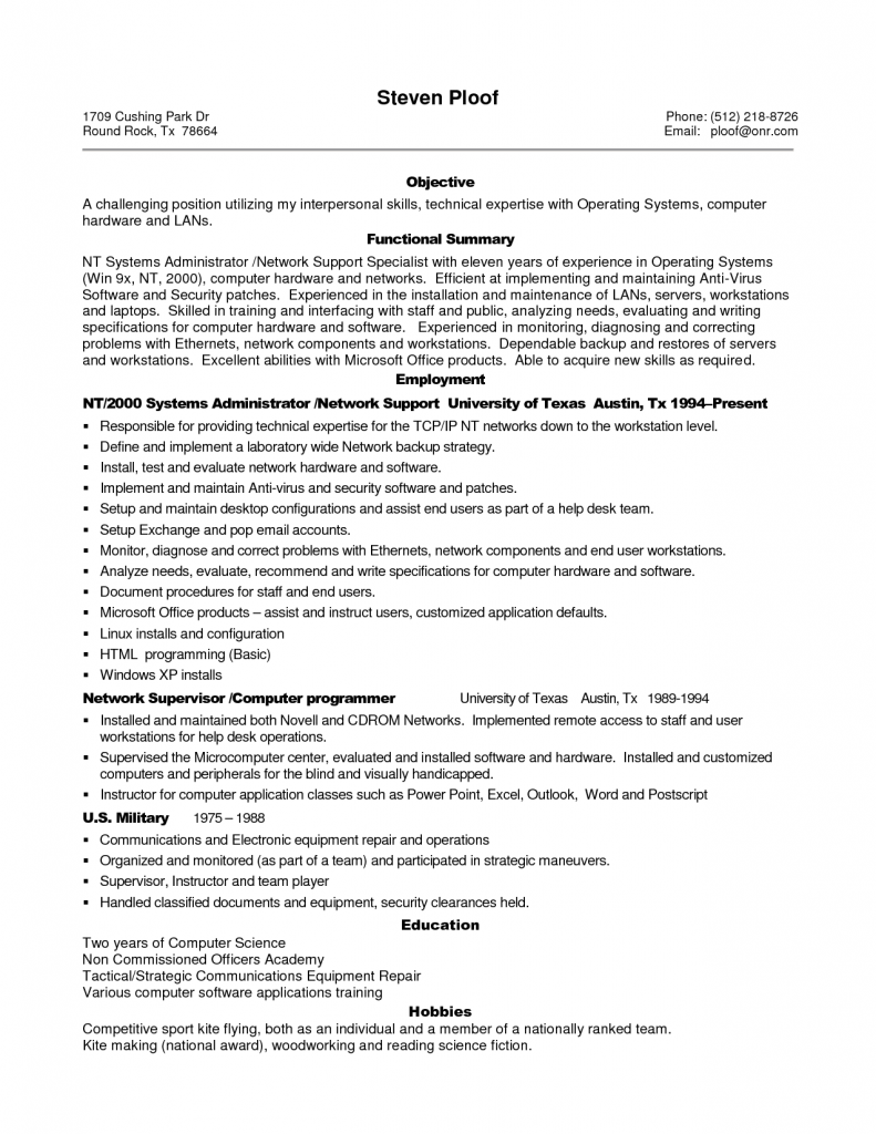 Resume Format For Experienced Professional  