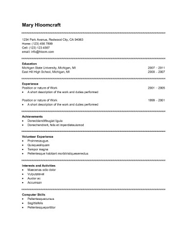 Resume Format Basic  