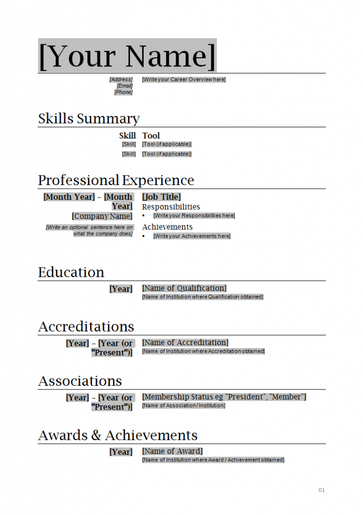 Create A Resume Format  