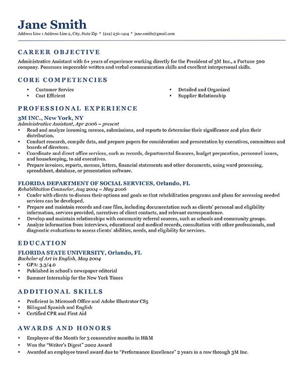 Resume Format Objective  