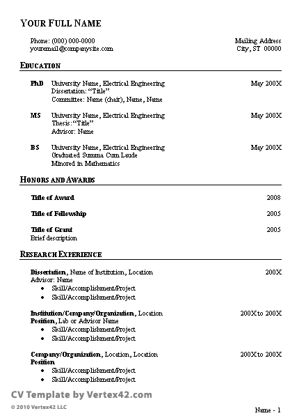 C V Resume Format  