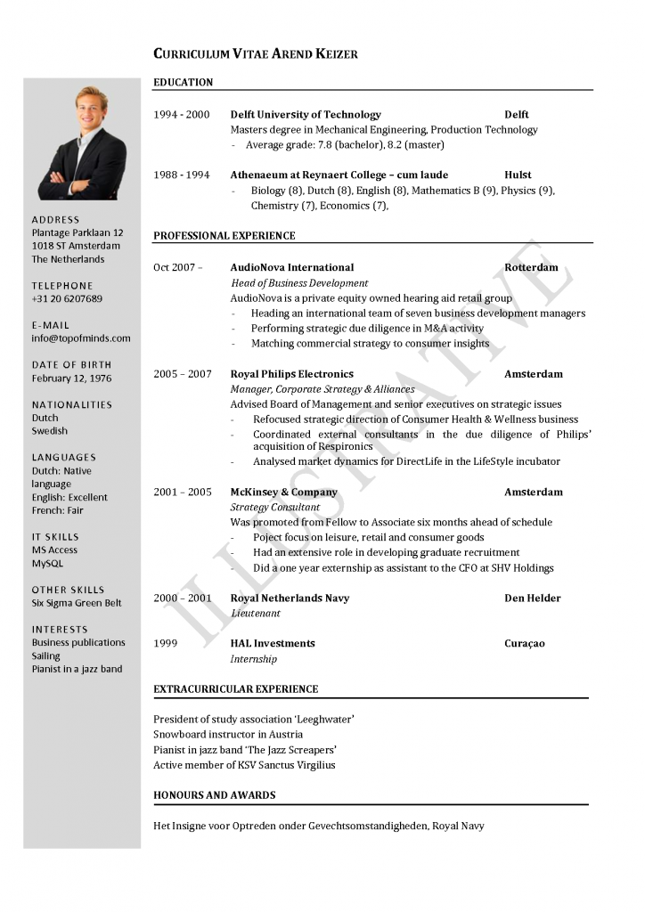 Cv Template University  