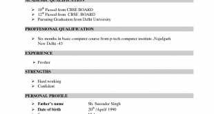 Resume Format In Cv  