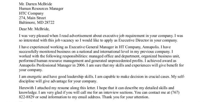 Cover Letter Template Executive Director  