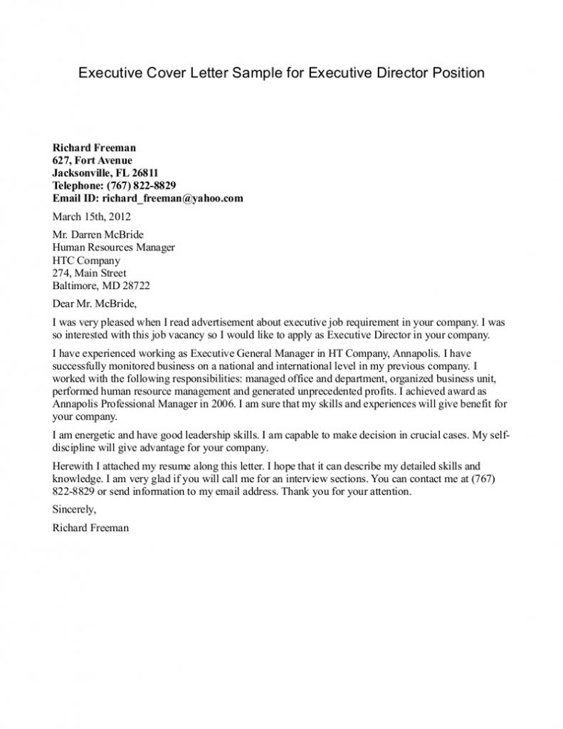 Cover Letter Template Executive Director  